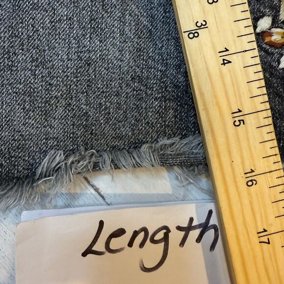 VTG Abercrombie Fitch Y2K size 27 black denim jean embroidered mini micro skirt - Picture 4 of 10